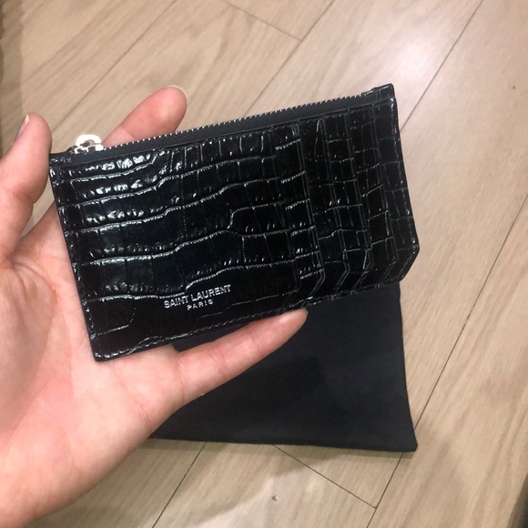 Black croc fragmented card holder - Picture 2 of 10